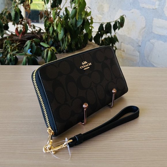 COACH Tatum Carryall Tote/ Zip Wallet Signature Canvas & Leather Brown Black NWT - Picture 11 of 14